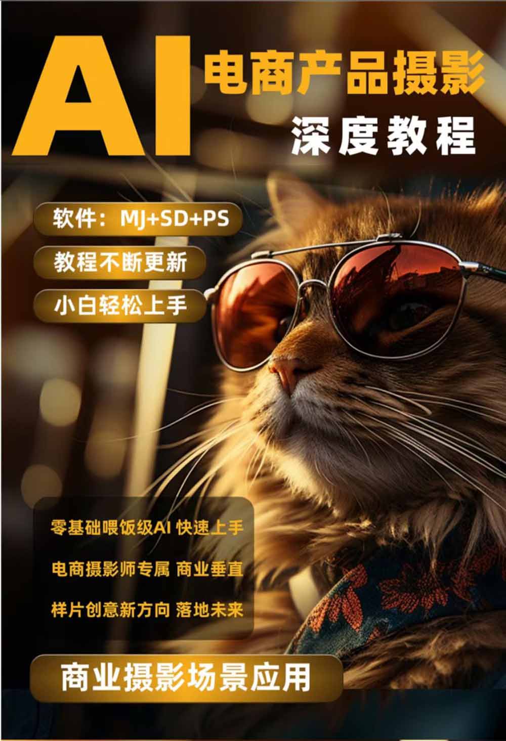 AI电商人像摄影实战课·SD多端部署|MJ完整教学|家电护肤家具商品图人像写真全案例-韬哥副业项目资源网