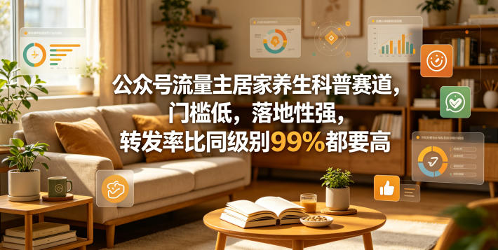 公众号流量主居家养生科普赛道,门槛低,落地性强,转发率比同级别99%都要高-韬哥副业项目资源网