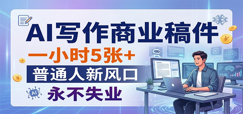 AI写作商业稿件，一小时5张+，普通人新风口，永不失业-韬哥副业项目资源网
