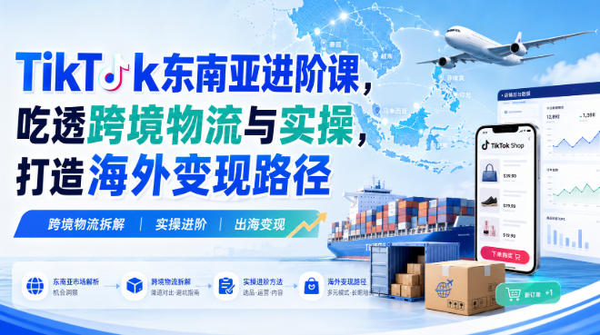 TikTok东南亚进阶课，吃透跨境物流与实操，打造海外变现路径-韬哥副业项目资源网