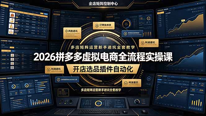 2026拼多多虚拟电商全流程实操课,开店选品插件自动化,多店矩阵运营新手避坑全套教学-韬哥副业项目资源网