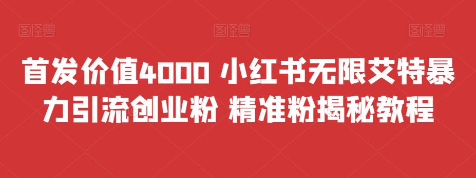 图片[1]-（6982期）首发价值4000 小红书无限艾特暴力引流创业粉 精准粉揭秘教程-韬哥副业项目资源网