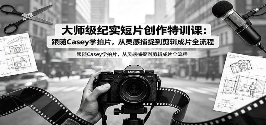 大师级纪实短片创作特训课：跟随Casey学拍片，从灵感捕捉到剪辑成片全流程-韬哥副业项目资源网
