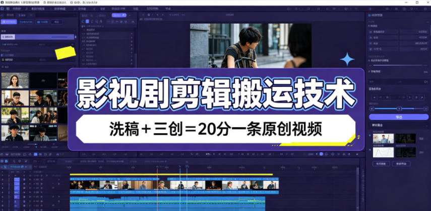 影视剧剪辑搬运技术，洗稿+三创=20分一条原创视频-韬哥副业项目资源网
