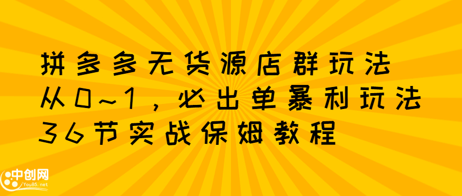 （2349期）拼多多无货源店群：从0~1，必出单10单利润1000+暴利玩法，36节实战保姆教程-韬哥副业项目资源网