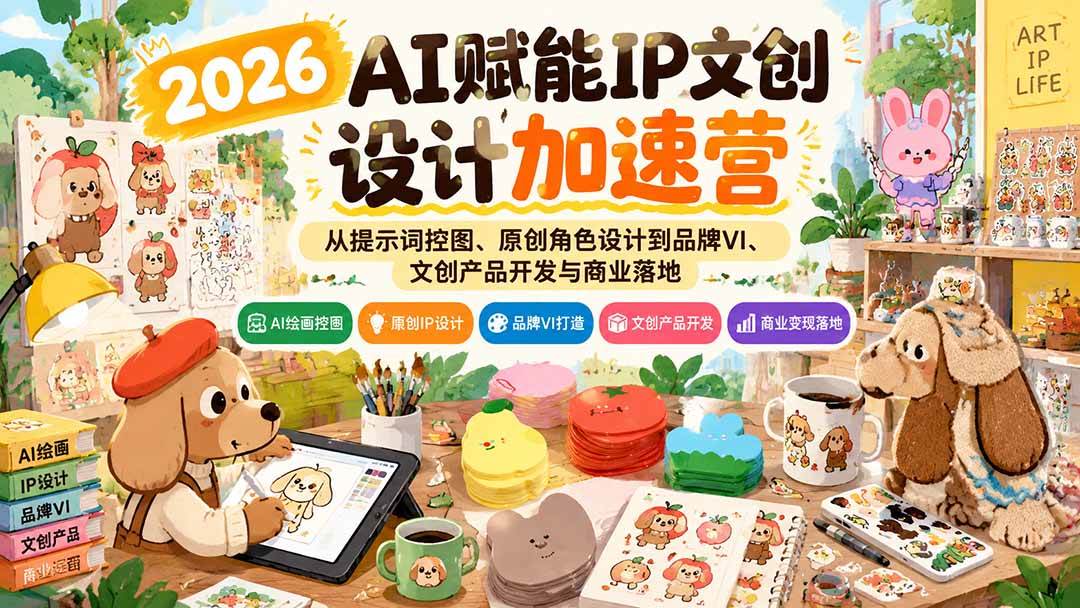 （21151期）2026AI赋能IP文创设计加速营：从提示词控图、原创角色设计到品牌VI、文创产品开发与商业落地-韬哥副业项目资源网