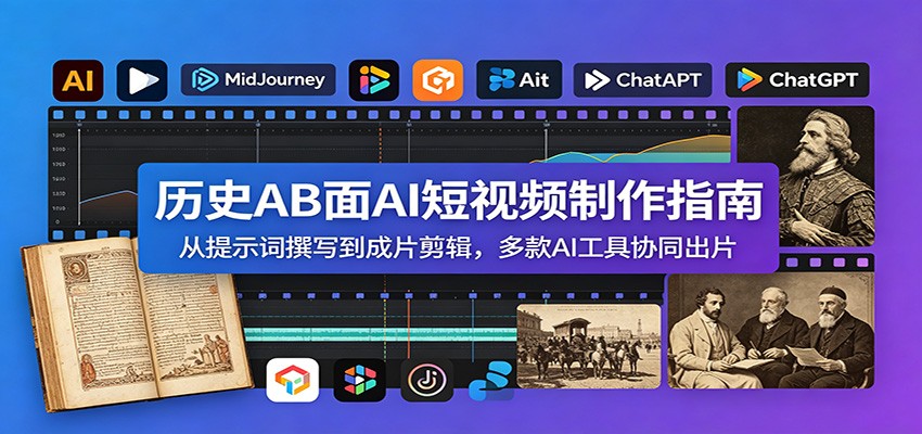 历史AB面AI短视频制作指南：从提示词撰写到成片剪辑，多款AI工具协同出片-韬哥副业项目资源网