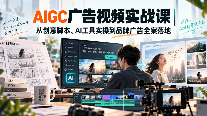 AIGC广告视频实战课｜从创意脚本、AI工具实操到品牌广告全案落地-韬哥副业项目资源网