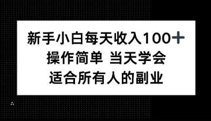新手小白每天收入100+，操作简单 当天学会 ，适合所有人的副业-韬哥副业项目资源网