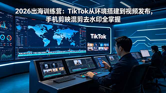 2026出海训练营：TikTok从环境搭建到视频发布，手机剪映混剪去水印全掌握-韬哥副业项目资源网