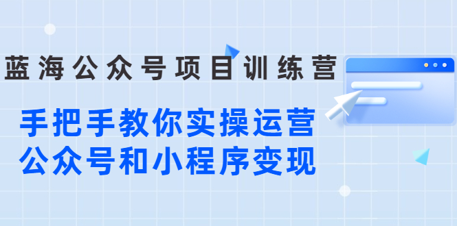 图片[1]-（2633期）蓝海公众号项目训练营，手把手教你实操运营公众号和小程序变现-韬哥副业项目资源网