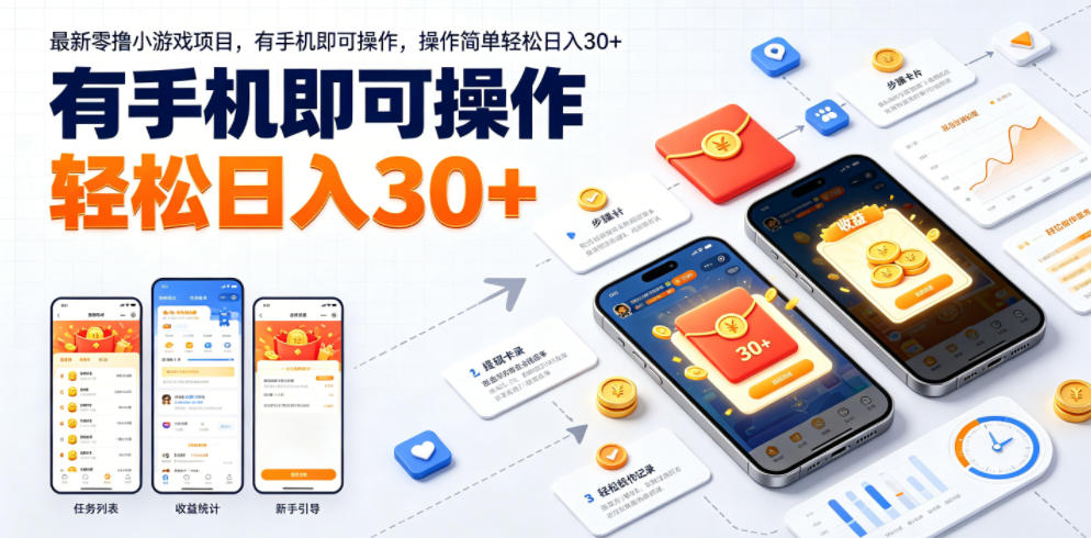 最新零撸小游戏项目，有手机即可操作，操作简单轻松日入30+-韬哥副业项目资源网