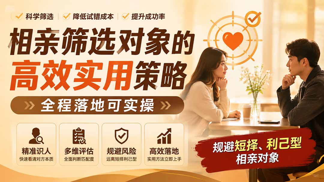 付费文章:相亲筛选对象的高效实用策略,全程落地可实操,规避短择、利己型相亲对象-韬哥副业项目资源网