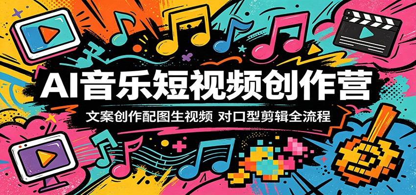 AI音乐短视频创作营：文案创作配图生视频，对口型剪辑全流程-韬哥副业项目资源网