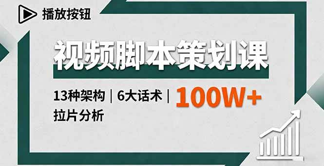 （16137期）视频脚本策划课，13种架构、6大话术、拉片分析，单条播放百万+-韬哥副业项目资源网