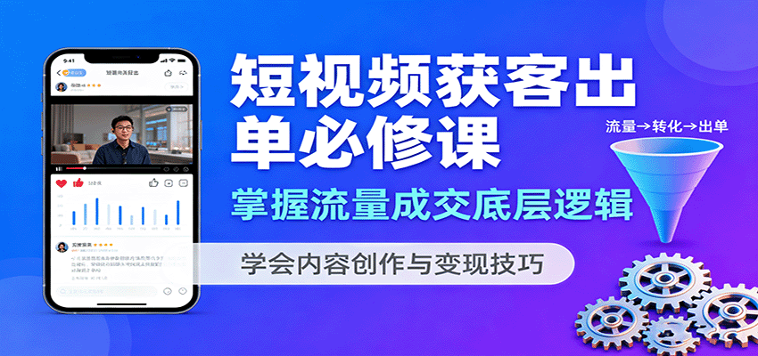 短视频获客出单必修课：掌握流量成交底层逻辑，学会内容创作与变现技巧-韬哥副业项目资源网