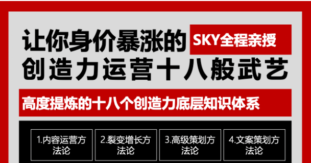 （1692期）让你的身价暴涨的创造力运营十八般武艺  高度提炼的18个创造力底层知识体系-韬哥副业项目资源网