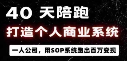 40天陪跑打造个人商业系统，一人公司，用SOP系统跑出百W变现-韬哥副业项目资源网
