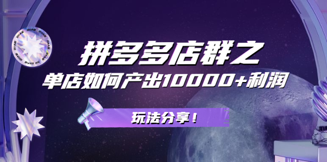 (2056期)拼多多店群之:教你单店如何产出10000+利润,玩法分享!