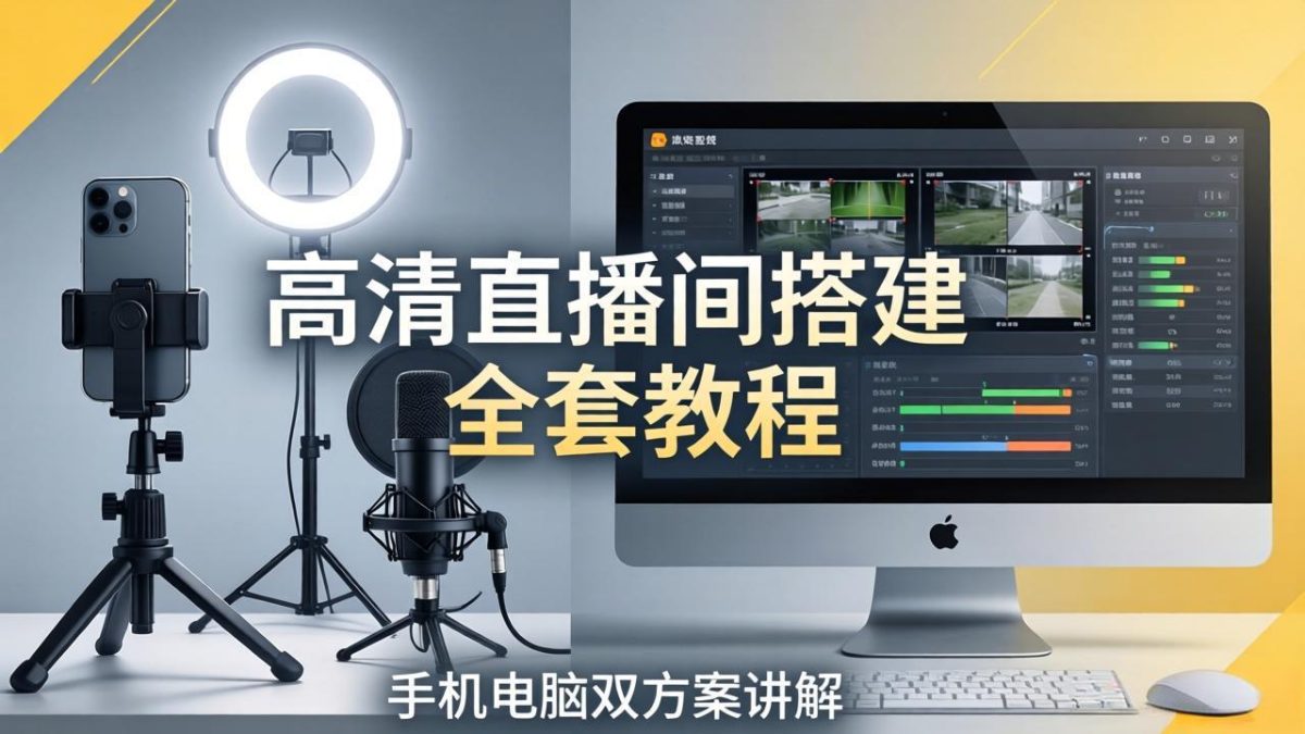 高清直播间搭建全套教程,手机电脑双方案讲解,设备选型调试多机位实操教学-韬哥副业项目资源网
