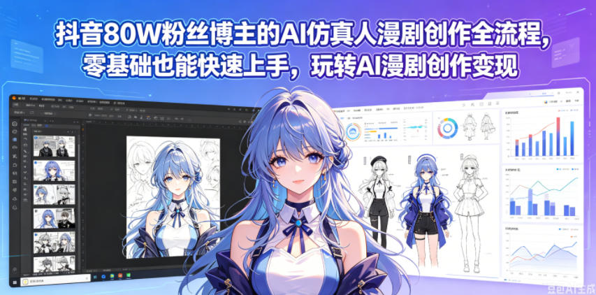 抖音80W粉丝博主的AI仿真人漫剧创作全流程，零基础也能快速上手，玩转AI漫剧创作变现-韬哥副业项目资源网