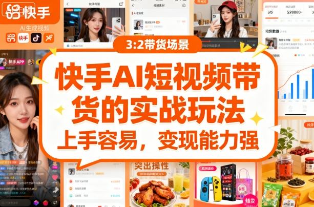 快手ai短视频带货的实战玩法，上手容易，变现能力强-韬哥副业项目资源网