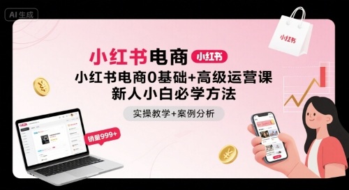 小红书电商0基础+高级运营课，新人小白必学方法，实操教学+案例分析-韬哥副业项目资源网