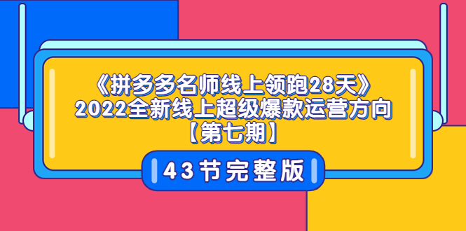 （3369期）《拼多多名师线上领跑28天》2022全新线上超级爆款运营方向【第七期】43节课-韬哥副业项目资源网