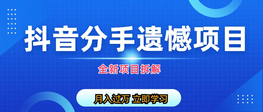 (6633期)自媒体抖音分手遗憾项目私域项目拆解-韬哥副业项目资源网