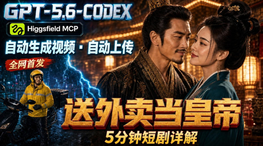 GPT-5.6 Codex+Higgsfield MCP：一条指令生成5分钟短剧并自动上传YouTube(油管)-韬哥副业项目资源网