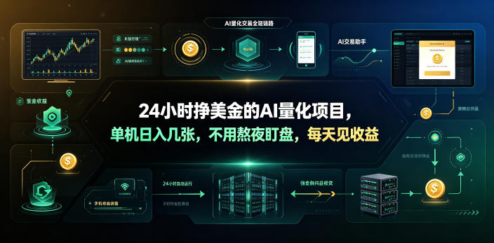 24小时挣美金的AI量化项目，单机日入几十美刀，不用熬夜盯盘，每天见收益【揭秘】-韬哥副业项目资源网
