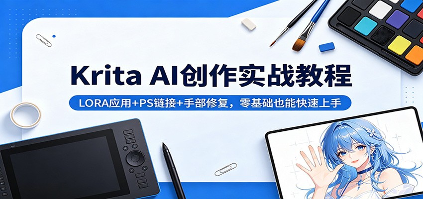 Krita AI创作实战教程:LORA应用+PS链接+手部修复,零基础也能快速上手-韬哥副业项目资源网