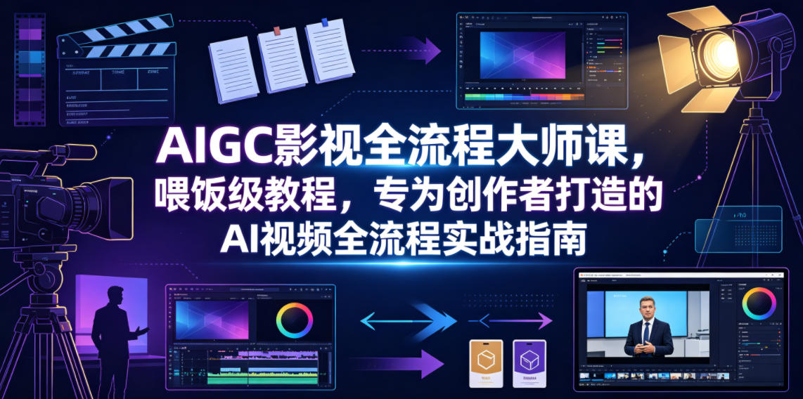 AIGC影视全流程大师课，喂饭级教程，专为创作者打造的AI视频全流程实战指南-韬哥副业项目资源网