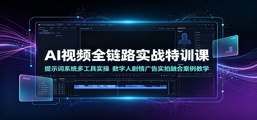 AI视频全链路实战特训课：提示词系统多工具实操，数字人剧情广告实拍融合案例教学-韬哥副业项目资源网