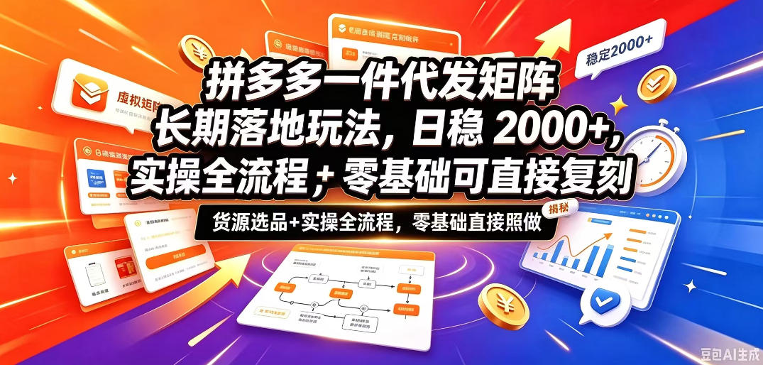 拼多多一件代发矩阵长期落地玩法,日稳入2k+,选品货源+实操全流程,零基础可直接复刻【拆解】-韬哥副业项目资源网