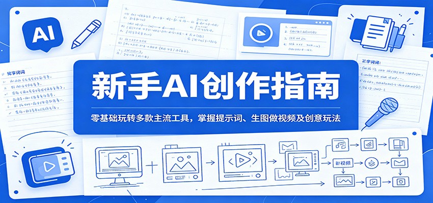 新手AI创作指南：零基础玩转多款主流工具，掌握提示词、生图做视频及创意玩法-韬哥副业项目资源网