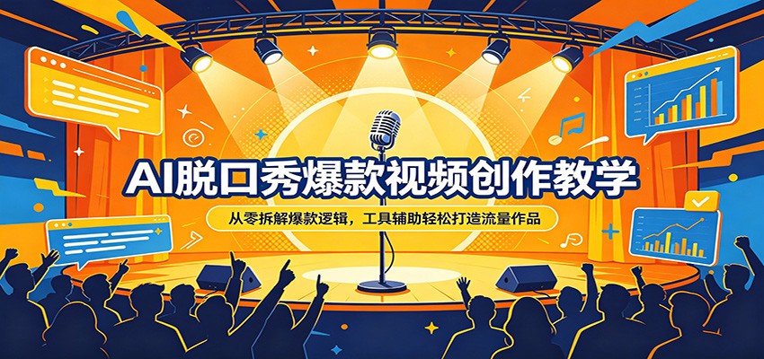 AI脱口秀爆款视频创作教学：从零拆解爆款逻辑，工具辅助轻松打造流量作品-韬哥副业项目资源网