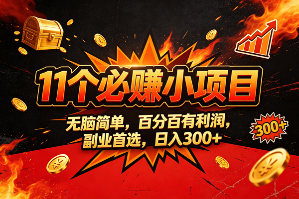 （20433期）9个必赚的小项目，无脑简单，百分百赚米的，副业首选，日收300-韬哥副业项目资源网
