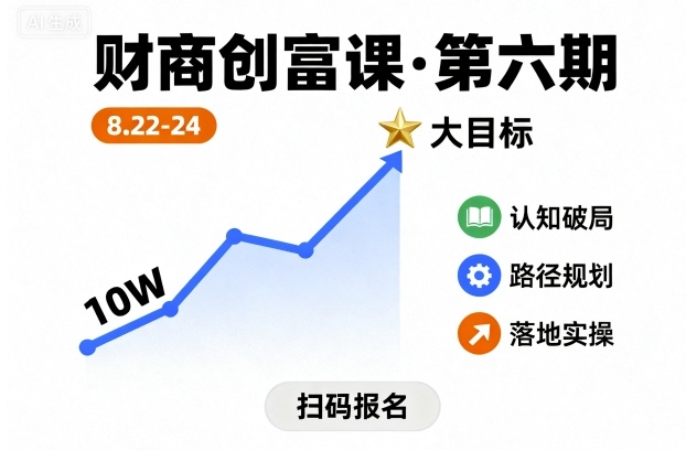 财商创富课第六期8月22-24号，如何从10W起步，一步步实现大目标-韬哥副业项目资源网