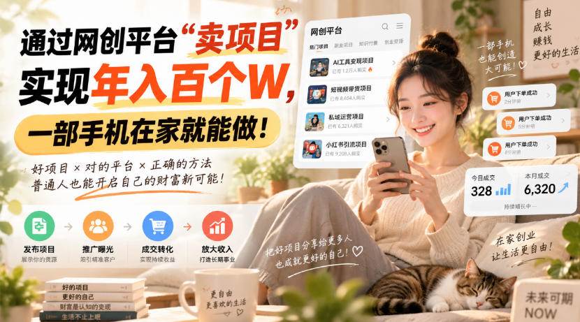 （20445期）通过网创平台“卖项目”实现年入百万，一部手机在家就能做！-韬哥副业项目资源网