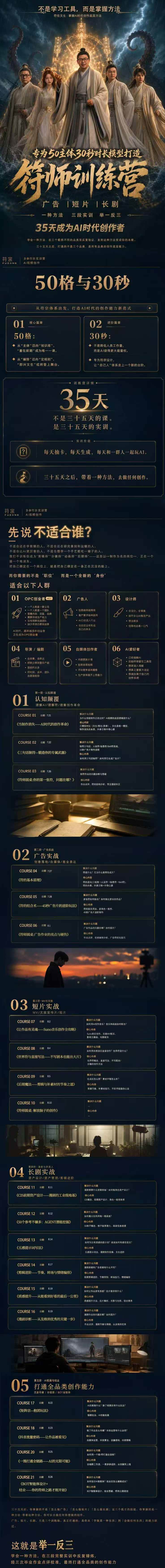 (20179期)符师训练营-35天成为AI时代创作者,广告+短片+漫剧+智能体四大实战方向,掌握从创意到上线的完整工作流 (20179期)符师训练营-35天成为AI时代创作者,广告+短片+漫剧+智能体四大实战方向,掌握从创意到上线的完整工作流