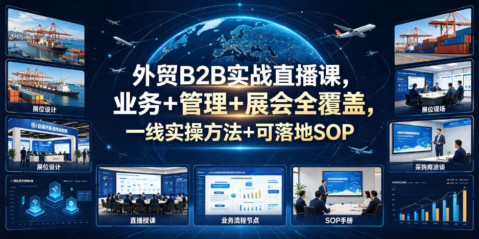 外贸B2B实战直播课,业务+管理+展会全覆盖,一线实操方法+可落地SOP-韬哥副业项目资源网
