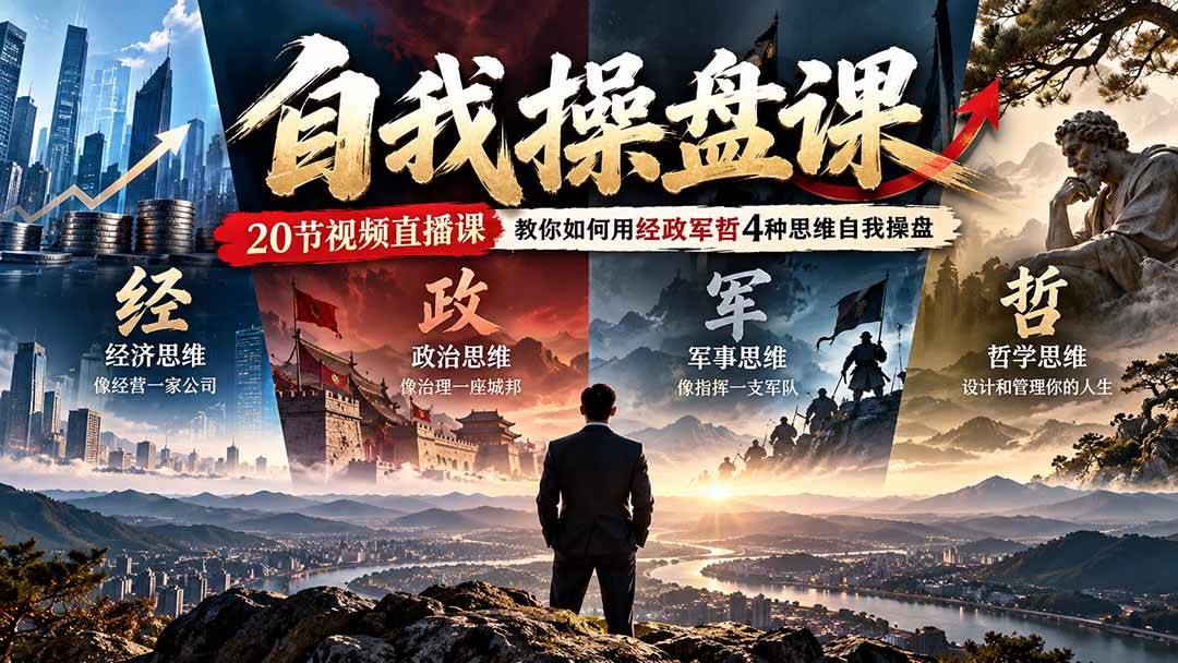 （20626期）【无水印】自我操盘课，20节视频直播课教你如何用经政军哲4种思维自我操盘（更新0924）-韬哥副业项目资源网