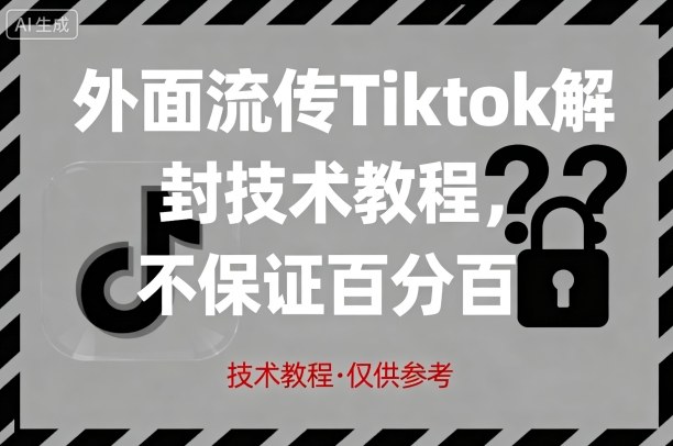 外面流传Tiktok解封技术教程，不保证百分百，具体自测-韬哥副业项目资源网