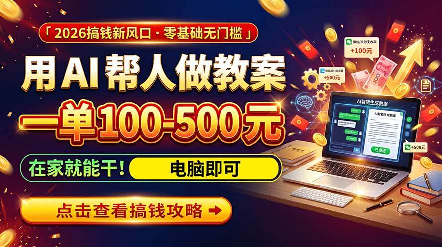 （20859期）AI教育爆火，用AI做单，一单一结，月搞2W+，附免费派单资源+免费工具！-韬哥副业项目资源网