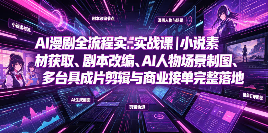 AI漫剧全流程实战课|小说素材获取、剧本改编、AI人物场景制图、多工具成片剪辑、平台付费变现与商业接单完整落地-韬哥副业项目资源网