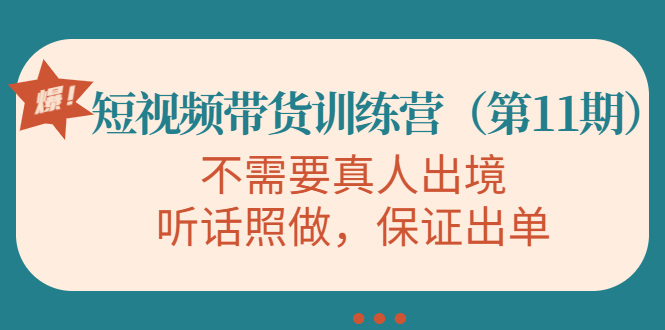 （4015期）短视频带货训练营（第11期），不需要真人出境，听话照做，保证出单-韬哥副业项目资源网