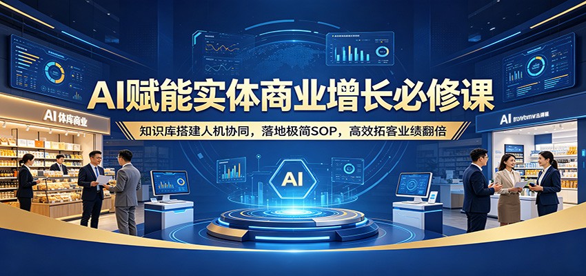 AI赋能实体商业增长必修课:知识库搭建人机协同,落地极简SOP,高效拓客业绩翻倍-韬哥副业项目资源网