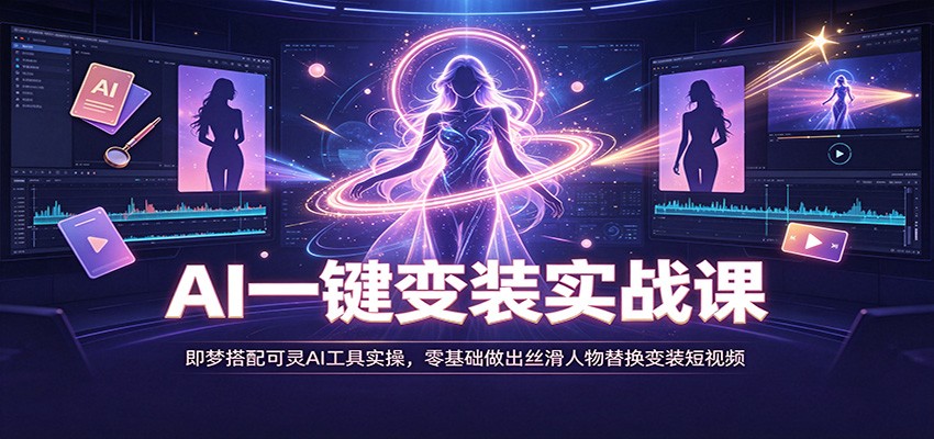 AI一键变装实战课：即梦搭配可灵AI工具实操，零基础做出丝滑人物替换变装短视频-韬哥副业项目资源网