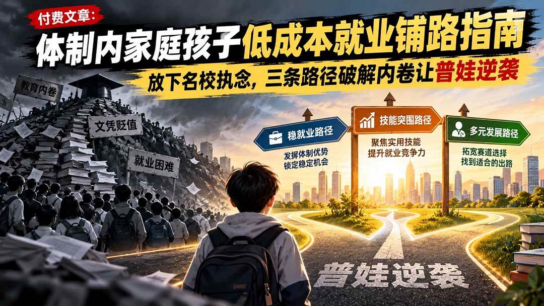 （21231期）付费文章：体制内家庭孩子低成本就业铺路指南，放下名校执念，三条路径破解内卷让普娃逆袭-韬哥副业项目资源网